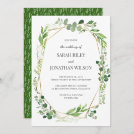 グリーン葉金ゴールドテラリウム結婚式招待状 招待状