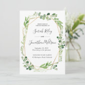 グリーン葉金ゴールドテラリウム結婚式招待状 招待状 (スタンド正面)
