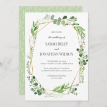 グリーン葉金ゴールドテラリウム結婚式招待状