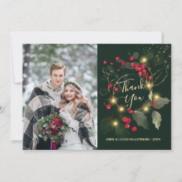 グリーン葉金ゴールドレッドベ結婚リーのサンキューカード サンキューカード