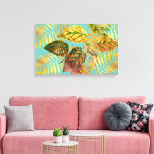 グリーン葉金ゴールド葉の キャンバスプリント (インサイチュ (リビング))