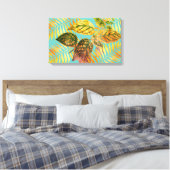 グリーン葉金ゴールド葉の キャンバスプリント (インサイチュ (寝室))