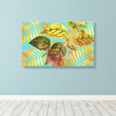 グリーン葉金ゴールド葉の キャンバスプリント (インサイチュ (ウッドフロア))
