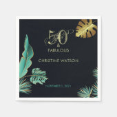 グリーン葉金ゴールド50と素晴らしい誕生日パーティー スタンダードカクテルナプキン (正面)