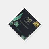 グリーン葉金ゴールド50と素晴らしい誕生日パーティー スタンダードカクテルナプキン (角)