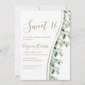 グリーン葉Sweet sixteen16誕生日 招待状 (正面)
