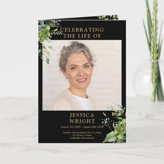 グリーン葬儀追悼会式次第 折りたたみ式 プログラム (正面)