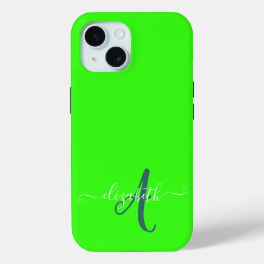 グリーン蛍光ネオン モノグラム Case-Mate iPhoneケース (裏面)
