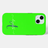 グリーン蛍光ネオン モノグラム Case-Mate iPhoneケース (裏面 (横))