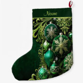 グリーン装飾オーナメントホリデーストッキング ラージクリスマスストッキング (裏面)