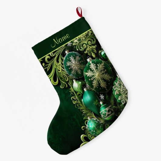 グリーン装飾オーナメントホリデーストッキング ラージクリスマスストッキング (裏面 (吊り時))