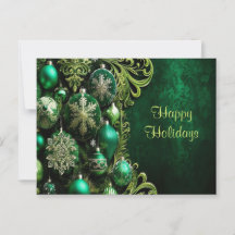 グリーン装飾オーナメントホリデーポストカード