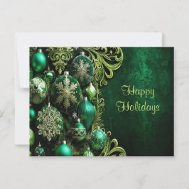 グリーン装飾オーナメントホリデーポストカード ポストカード