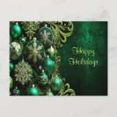 グリーン装飾オーナメントホリデーポストカード ポストカード (正面)