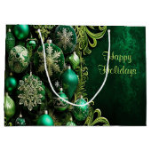 グリーン装飾オーナメントホリデー抱き枕 ラージペーパーバッグ (裏面)