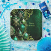 グリーン装飾オーナメントホリデー紙プレート ペーパープレート (パーティー)