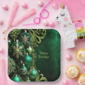 グリーン装飾オーナメントホリデー紙プレート ペーパープレート (パーティー)