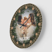 グリーン装飾カスタマイズフローラファミリカップルL ラージ壁時計 (傾斜)