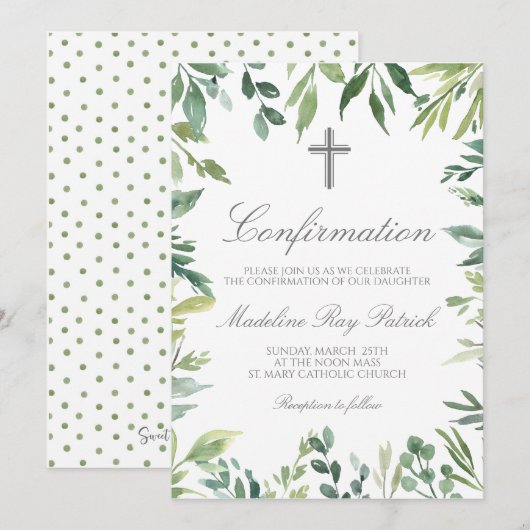 グリーン装飾フレーム確認 招待状 (正面/裏面)