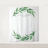 グリーン装飾 ウェディング バックドロップ フォトブース タペストリー (正面)