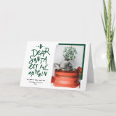 グリーン親愛サンタLet Me Explainベビー写真 シーズンカード (正面)