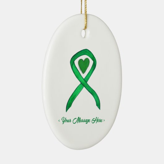 グリーン認識度リボンアートカスタムオーナメント セラミックオーナメント (右)