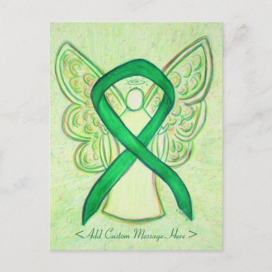 グリーン認識度リボンエンジェルカスタムはがき ポストカード (正面)