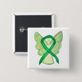 グリーン認識度リボンエンジェルカスタムアートピン 缶バッジ (正面&裏面)