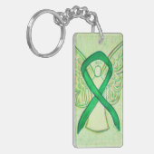 グリーン認識度リボンエンジェルキーチェーン キーホルダー (正面左)