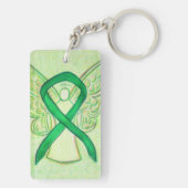 グリーン認識度リボンエンジェルキーチェーン キーホルダー (裏面)