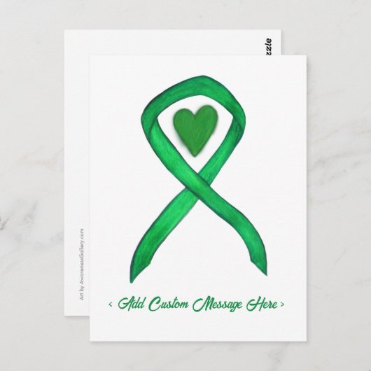 グリーン認識度リボンカスタムアートポストカード ポストカード (正面/裏面)