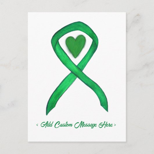 グリーン認識度リボンカスタムアートポストカード ポストカード (正面)