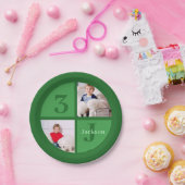 グリーン誕生日パーティカスタムーの子供の写真 ペーパープレート (パーティー)