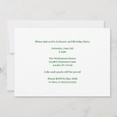 グリーン誕生日ボーイフォトコラージュカスタムパーティー 招待状 (裏面)