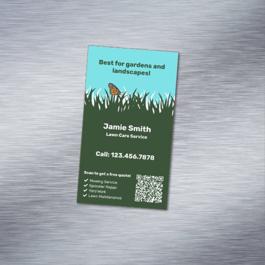 🌿🦋グリーン調和:プロフェッショナルローンサー気にビス マグネット名刺 (インサイチュ)