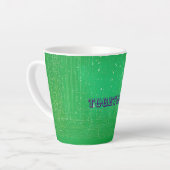 グリーン調和:文字ラテマグカップとデザイン カフェラテマグ (左アングル)