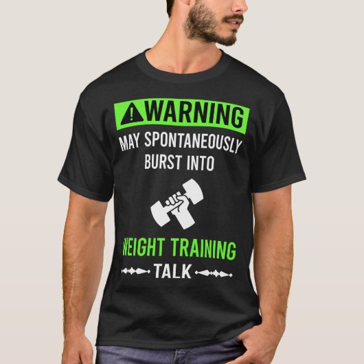 グリーン警告ウェイトトレーニング Tシャツ (正面)