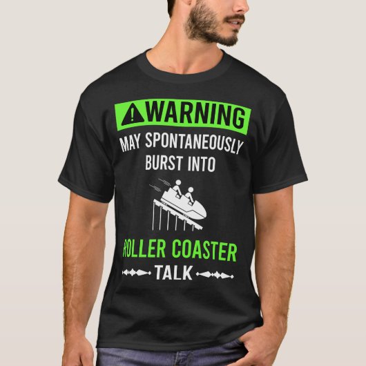 グリーン警告ジェットコースター ローラーコースター Tシャツ (正面)