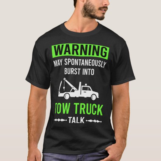 グリーン警告レッカー車 トラック Tシャツ (正面)