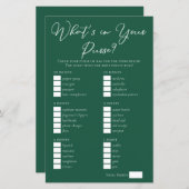 グリーン財布のブライダルシャワーゲーム (正面/裏面)