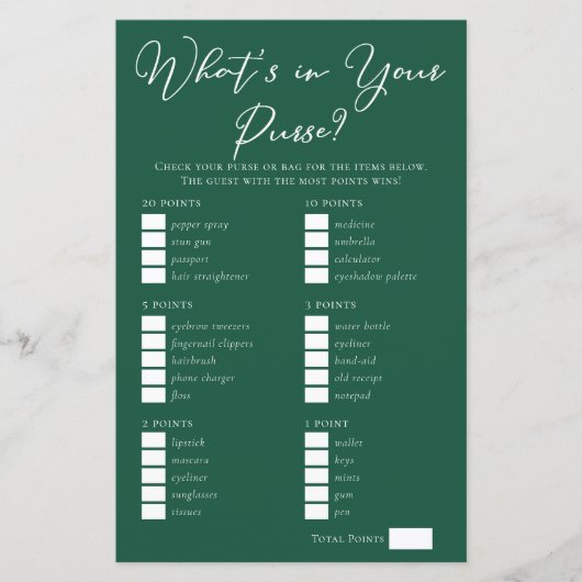 グリーン財布のブライダルシャワーゲーム (正面)