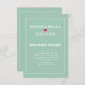 グリーン赤いハート結婚のリハーサルディナー招待状 招待状 (正面/裏面)