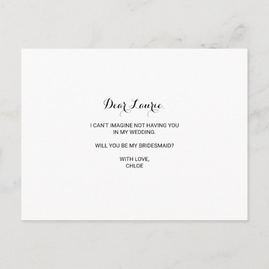 グリーン赤面バーガンディフローラブライデスメイド インビテーションポストカード (裏面)