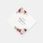 グリーン赤面バーガンディフローラベビーシャワー スタンダードカクテルナプキン (角)