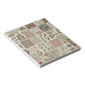 グリーン赤面ピンクパッチワークフローラキルティングデザイン ノートパッド (アングル)