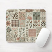 グリーン赤面ピンクパッチワークフローラキルティングデザイン マウスパッド (マウス)