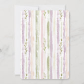 グリーン赤面ピンクパープルフローラストライプ誕生日 招待状 (裏面)