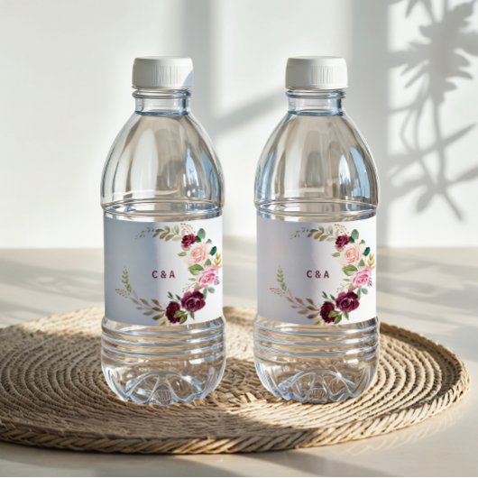 グリーン赤面ブルゴーニュフローラウォーターボトルラベル ペットボトルラベル