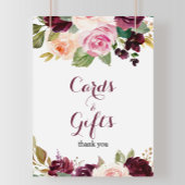 グリーン赤面ブルゴーニュフローラカードとギフトサイン ポスター