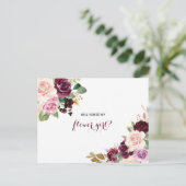 グリーン赤面ブルゴーニュフローラフラワーガール インビテーションポストカード (スタンド正面)